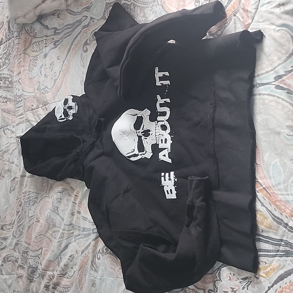 Distressed Dead Thread Collective Black Skull Graphic Hoodie - "Be About It"